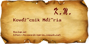 Kovácsik Mária névjegykártya
